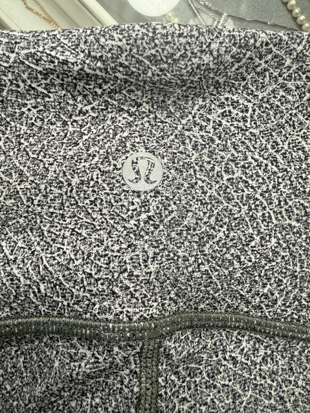Lululemon High-Waist Gray Speckled Capri Leggings with Sheer Mesh Panel - Picture 4 of 7